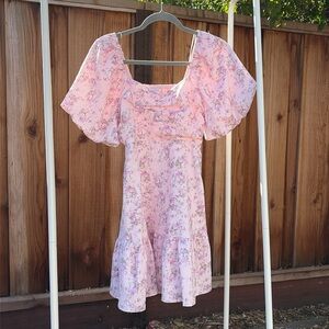 English Factory Pink + Lavender Floral Dress size XS